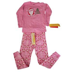 DinoDee Girls Toddler Size 4 Christmas Santa Pjs Pajamas Set New